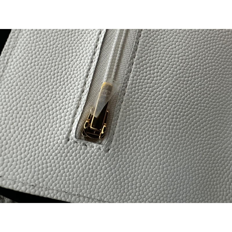 White Chanel Quilted Caviar Coco Casino Wallet on Chain