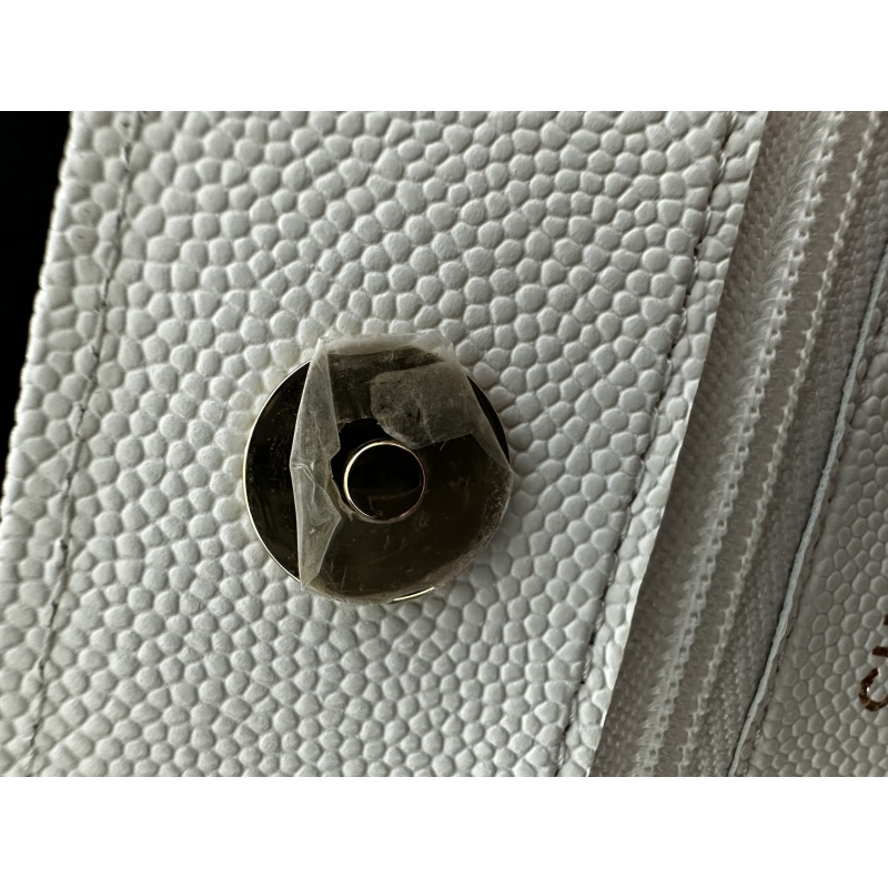 White Chanel Quilted Caviar Coco Casino Wallet on Chain